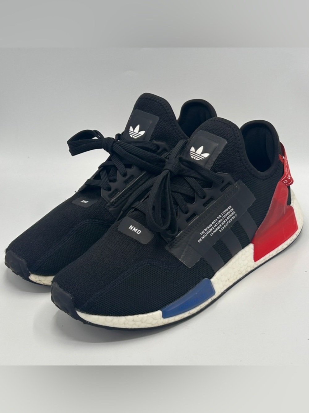 Adidas NMD R1 V2 Black Red Blue, Men’s size 11, Excellent Condition